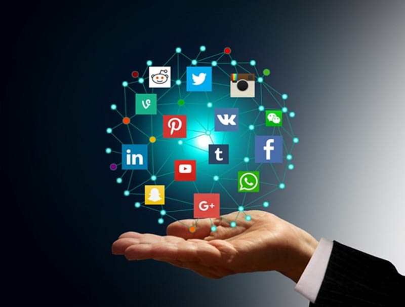 Social Media Icons in the Hand